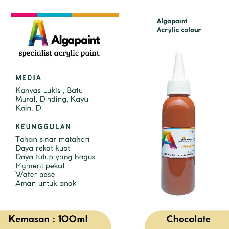 

Algapaint cat akrilik/cat lukis/Cat mural/cat dinding/cat kayu/cat kain/cat sepatu