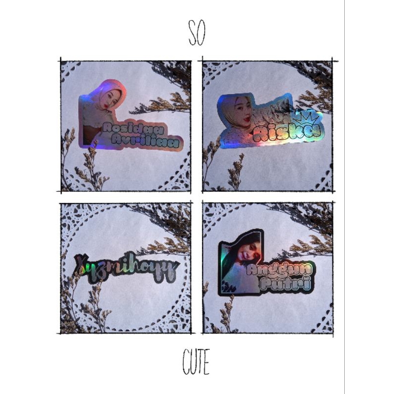 

stiker foto + nama hologram