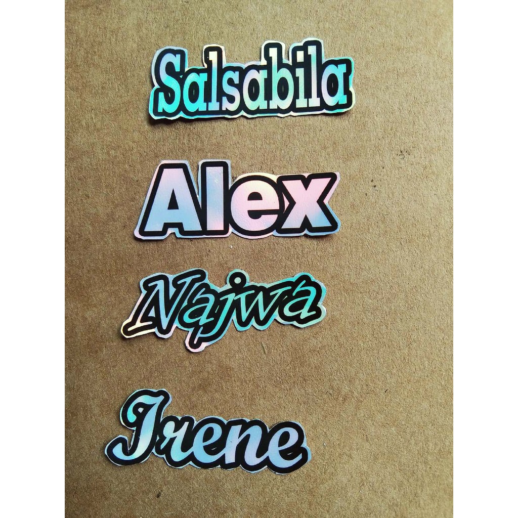 

Stiker nama Printing Hologram Pelangi, size 2x5cm