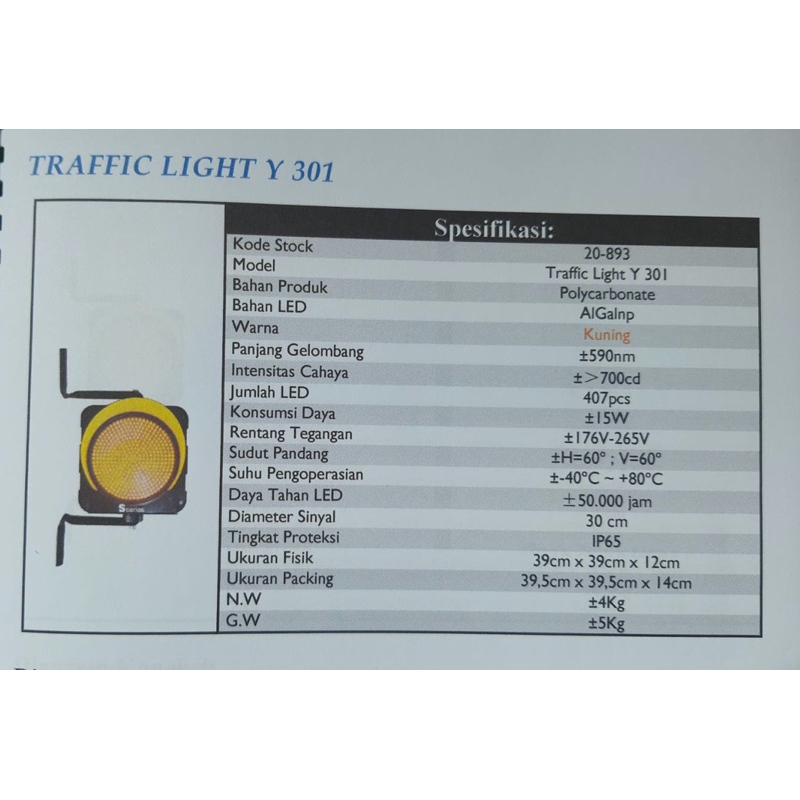 lampu traffic led warning light 1 aspek kuning / lampu lalu lintas lampu hati hati 1 mata kuning