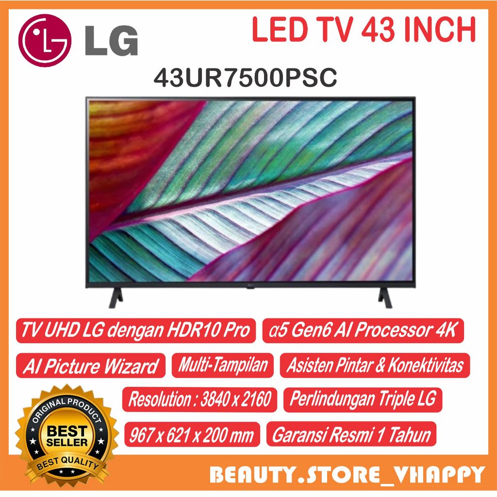 LED TV LG Smart TV 4K LG UHD 43 inch 43UR7500PSC AI ThinQ®