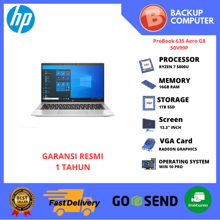 LAPTOP HP ProBook 635 Aero G8 50V99PA RYZEN 7 5800U 16GB RAM