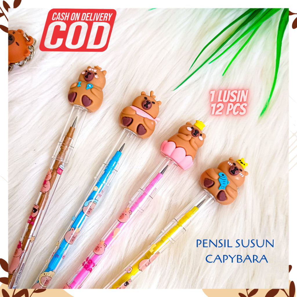 

SELUSIN (12 PCS) PENSIL SUSUN CAPPYBARA CAPYBARA KAPIBARA KARAKTER KARTUN BENSIA PELURU REFILL BISA ISI ULANG KARAKTER UNIK MURAH PENCIL ALAT TULIS KANTOR SEKOLAH