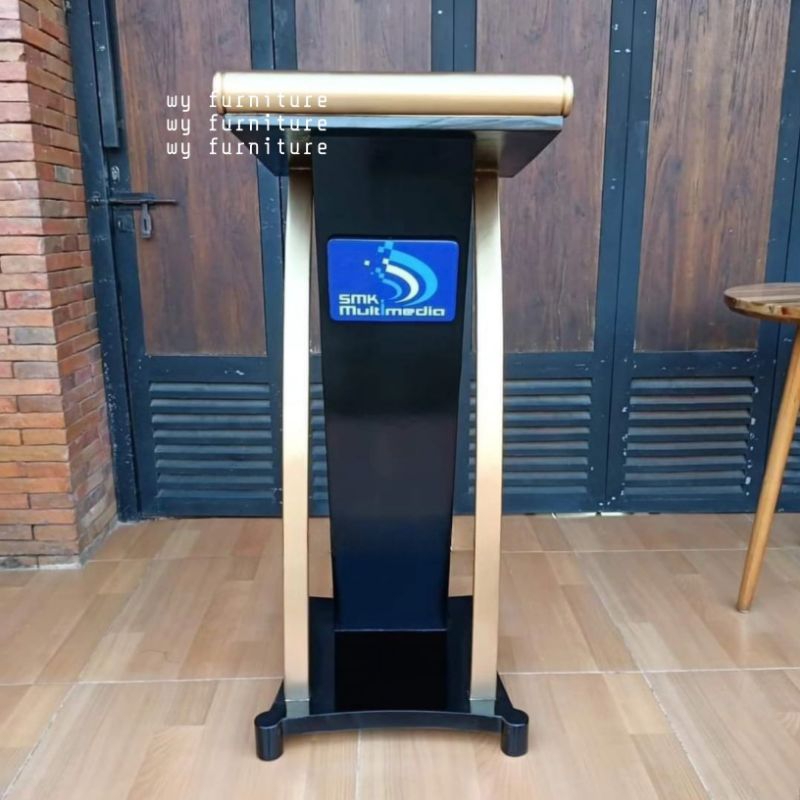 

podium lengkung kayu jati, podium