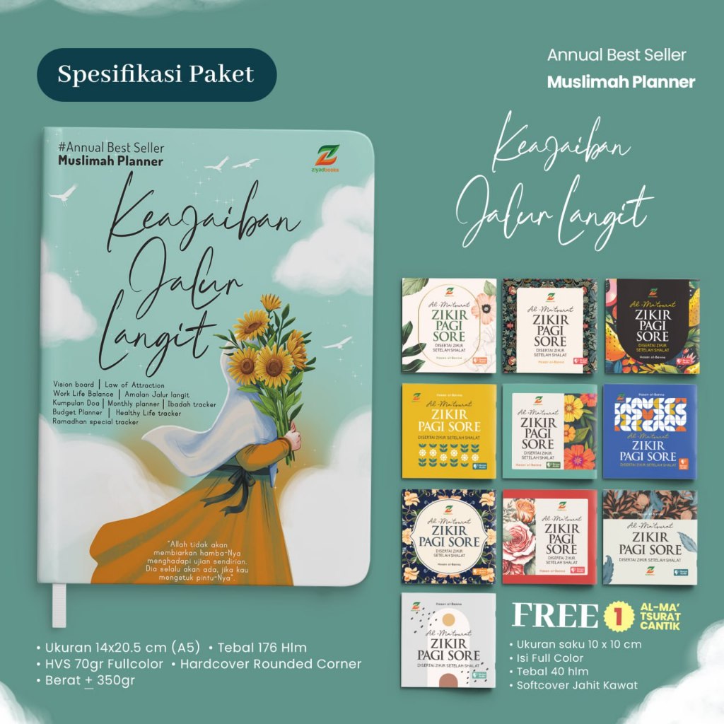 

MUSLIMAH PLANNER 2025 | BUKU JURNAL 2025 | FREE Buku Dzikir Pagi dan Petang