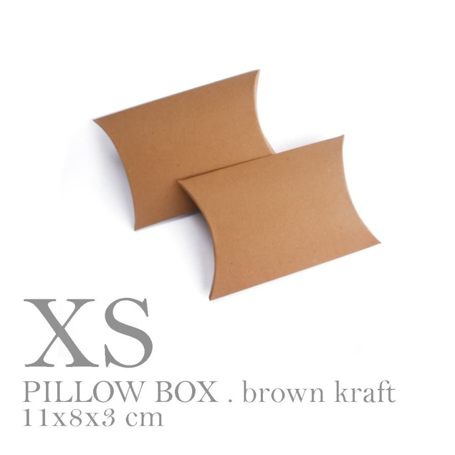 

(10pcs) box paperbag packaging pillow box extra small ukuran 8x11x3cm kraft liner