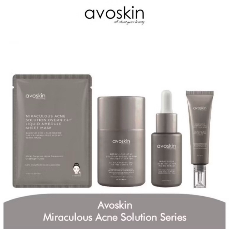AVOSKIN Miraculous Acne Solution Series | Cleanser | Serum | Acne Spot | Sheet Mask | Perawatan Kuli