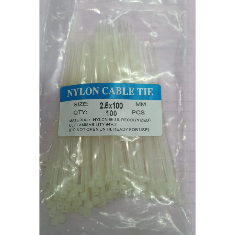 

KABEL TIES 10CM TRANS 100X2.5 100PCS