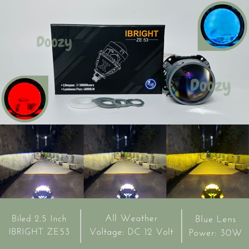 IBRIGHT ZE53 Biled 2.5 Inch Blue Lens Flat Cut