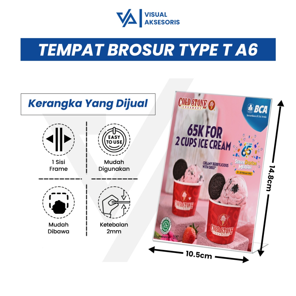 

Tempat Brosur Akrilik A6 2mm Portrait Tipe L / Tent Holder / Tent Card Stand Acrylic