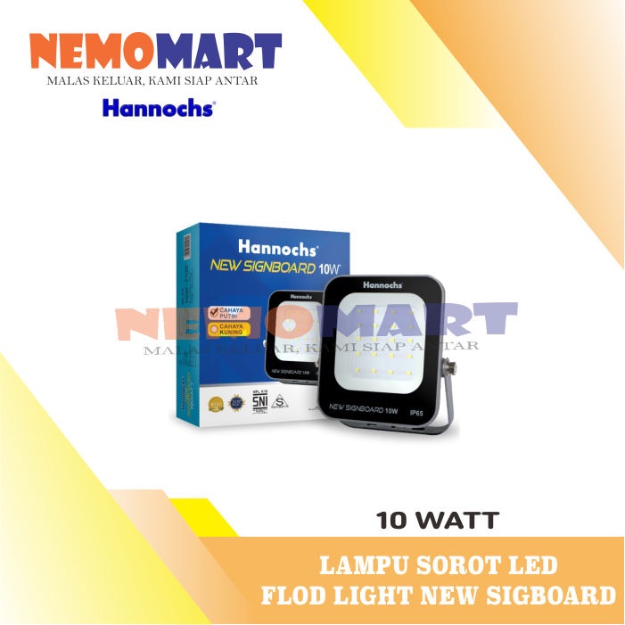 LAMPU SOROT LED HANNOCHS NEW SIGNBOARD 10 W WATT HANNOCH FLOOD LIGHT COOL DAYLIGHT 10W 10WATT BILLBO