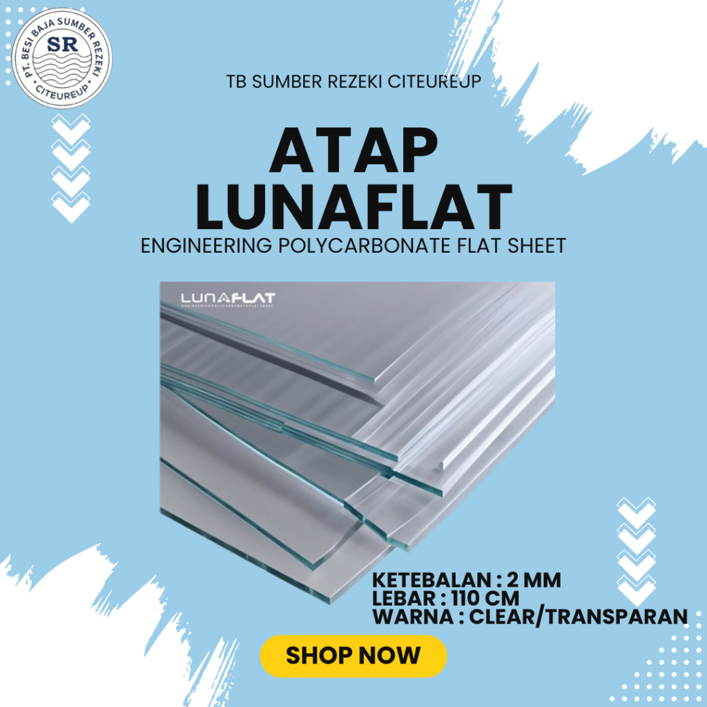 Atap transparan solid clear lunaflat tebal 2mm / atap solid clear tebal 2mm