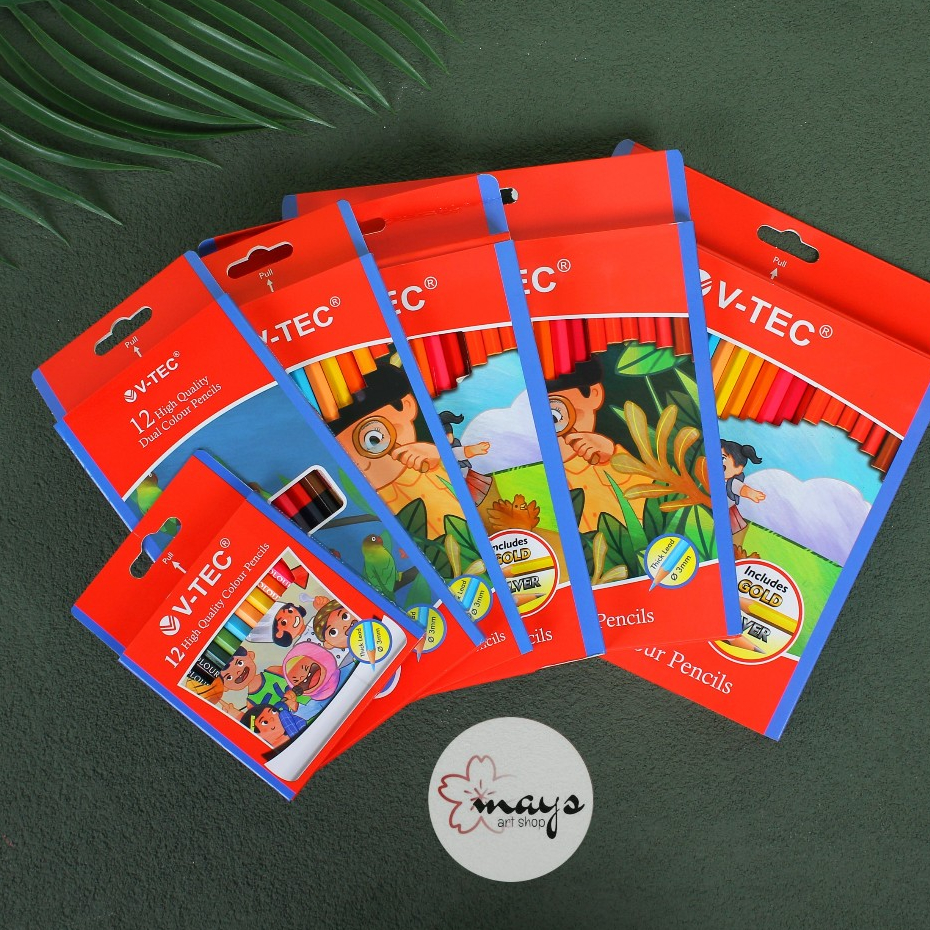 

V-Tec Pensil Warna Set Isi 12 24 36 48 Warna - Pencil Color Colour Colors Mewarnai Menggambar Anak