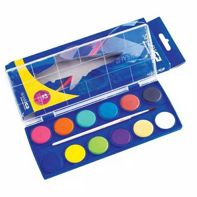 

SHARK Water Color 12 Color With Brush Case Cat Air Set 12 warna SH012