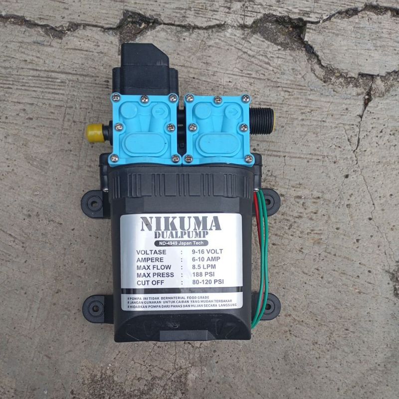 Pompa DC NIKUMA 180 PSI Dual Mantap - Pompa DC Untuk Upgrade Sprayer Elektrik Single Pump 160 PSI