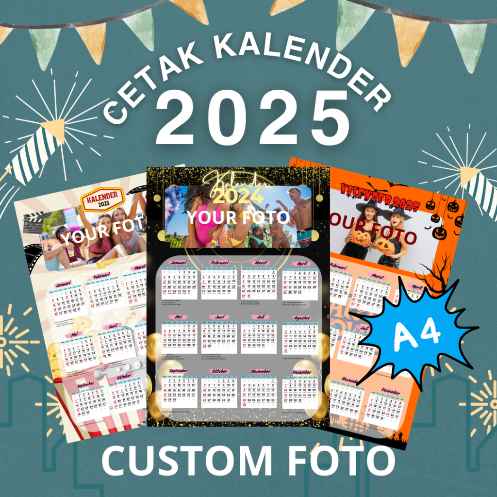 

(A4) KALENDER DINDING 2025 CUSTOM FOTO [12 BULANAN] - FREE LUBANG