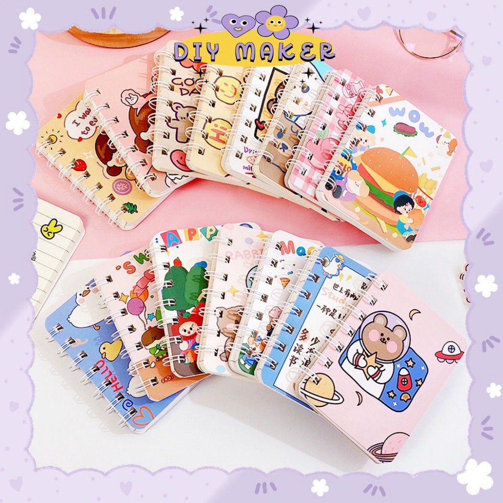 

DM Notebook Mini Ring A7 Buku Catatan Memo Motif Karakter Tulis Scrapbook Mini 80 Halaman Buku Mini