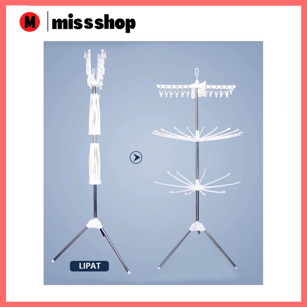TERLARIS (MS) Jemuran Menara Rak Jemuran Baju Bayi Lipat Rak Susun Handuk Foldable Hanger 10