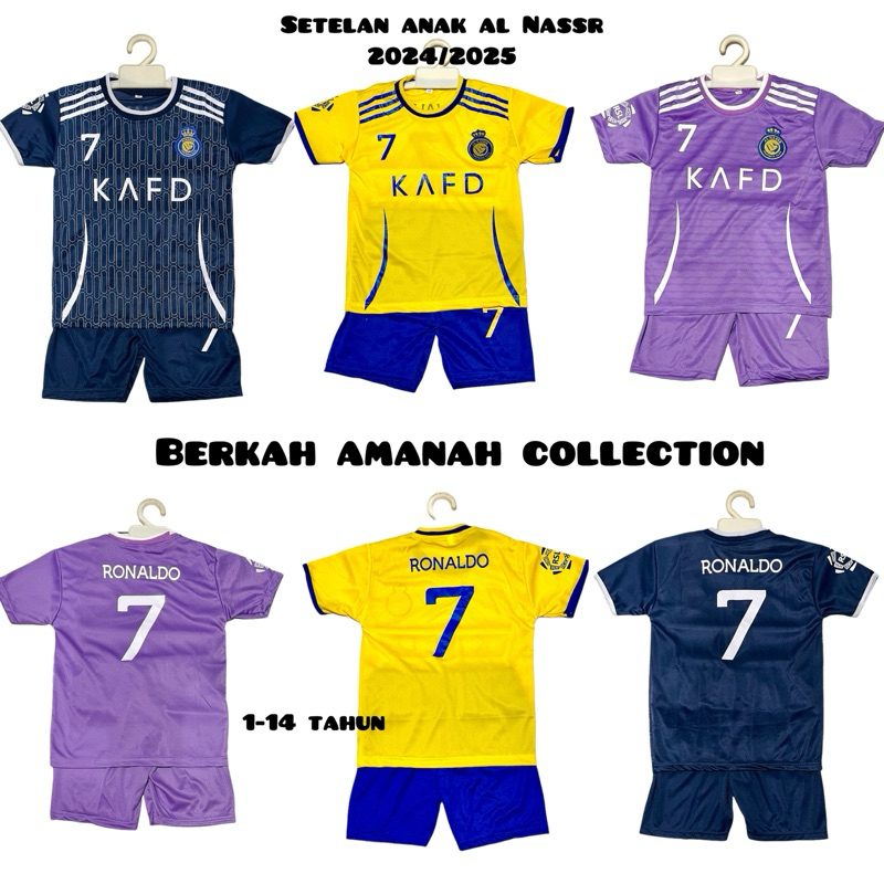 Baju bola anak Al Nassr/ kaos bola anak/ setelan bola anak