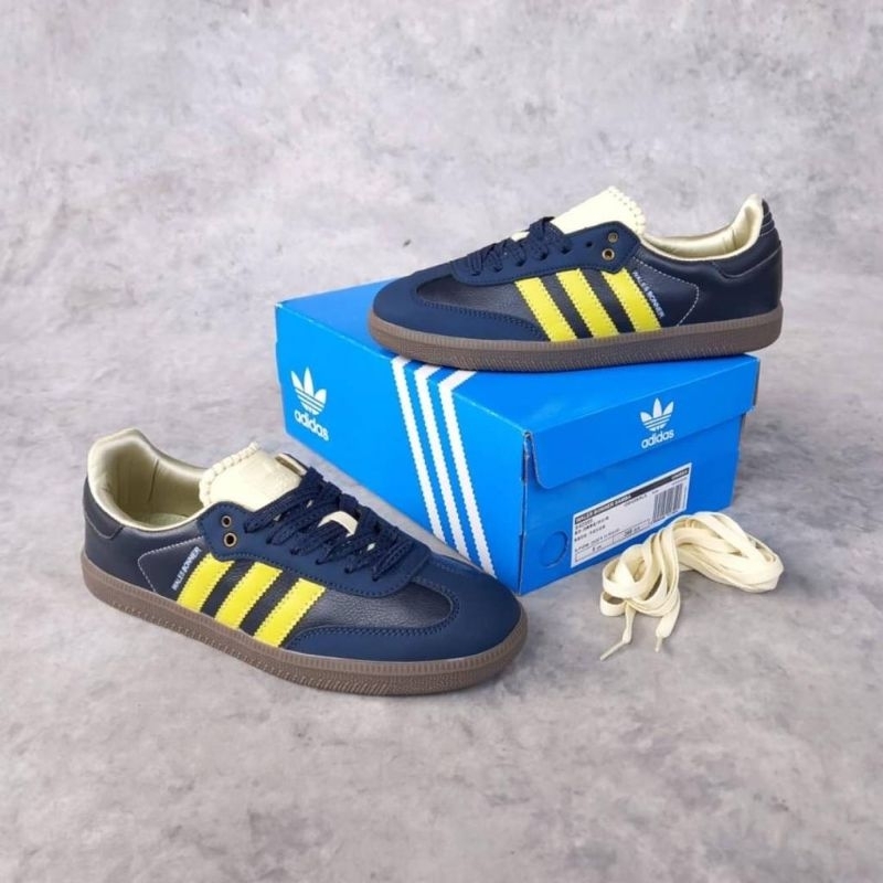 Sepatu Casual Samba Team X Wales Bonner Collegiate Navy Yellow