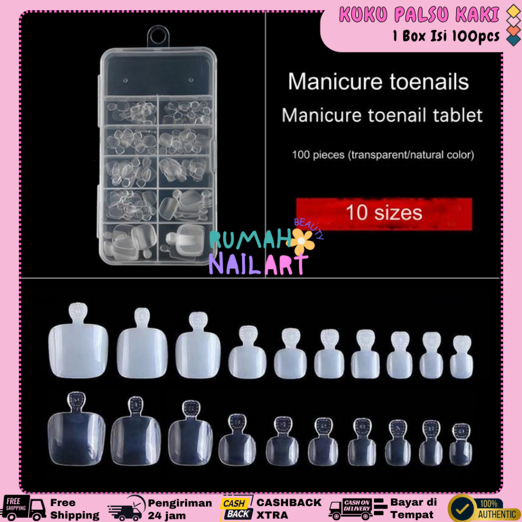 oe Nail Tip / Kuku Palsu Kaki / Foot Fake Nail Full Tip / Full Tip Kaki / Fake Nail Full Tip