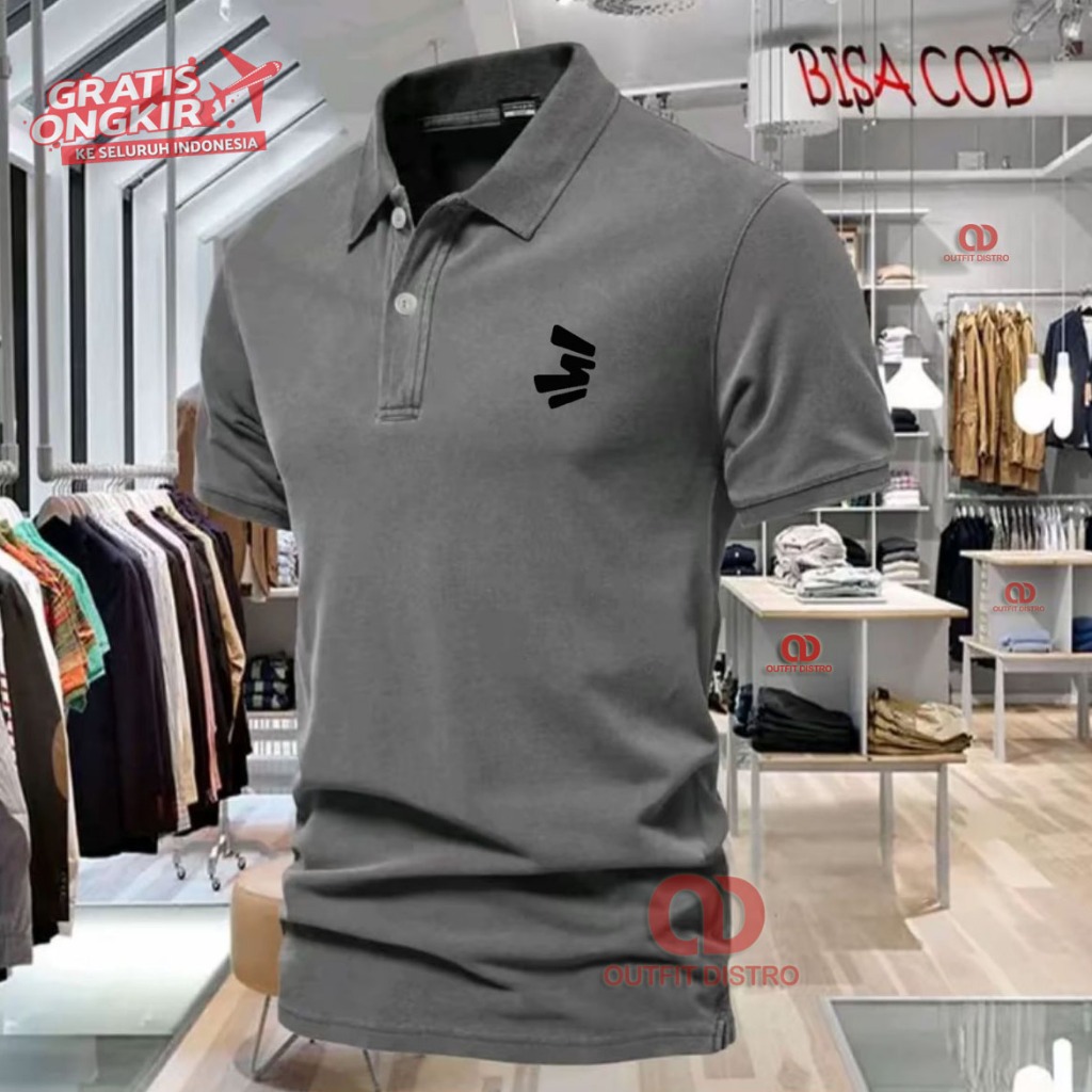 Polo Shirt Elegan Motif Simpel Logo 3second 03 Text Hitam  Kaos Kerah Pria Casual Premium Distro