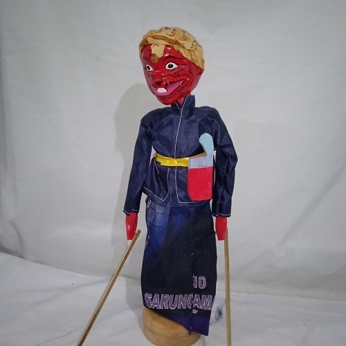 Wayang Golek Kayu Cepot Bisa Mengangguk Ukuran Kecil Tinggi 35 Cm Real Pict