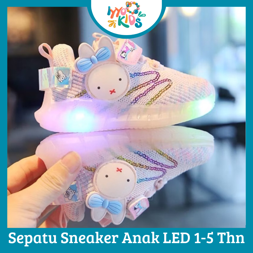 IYYO KIDS | SP32 (1-5 Tahun) COD Sepatu Anak Perempuan Sneakers Rabbit Lampu LED