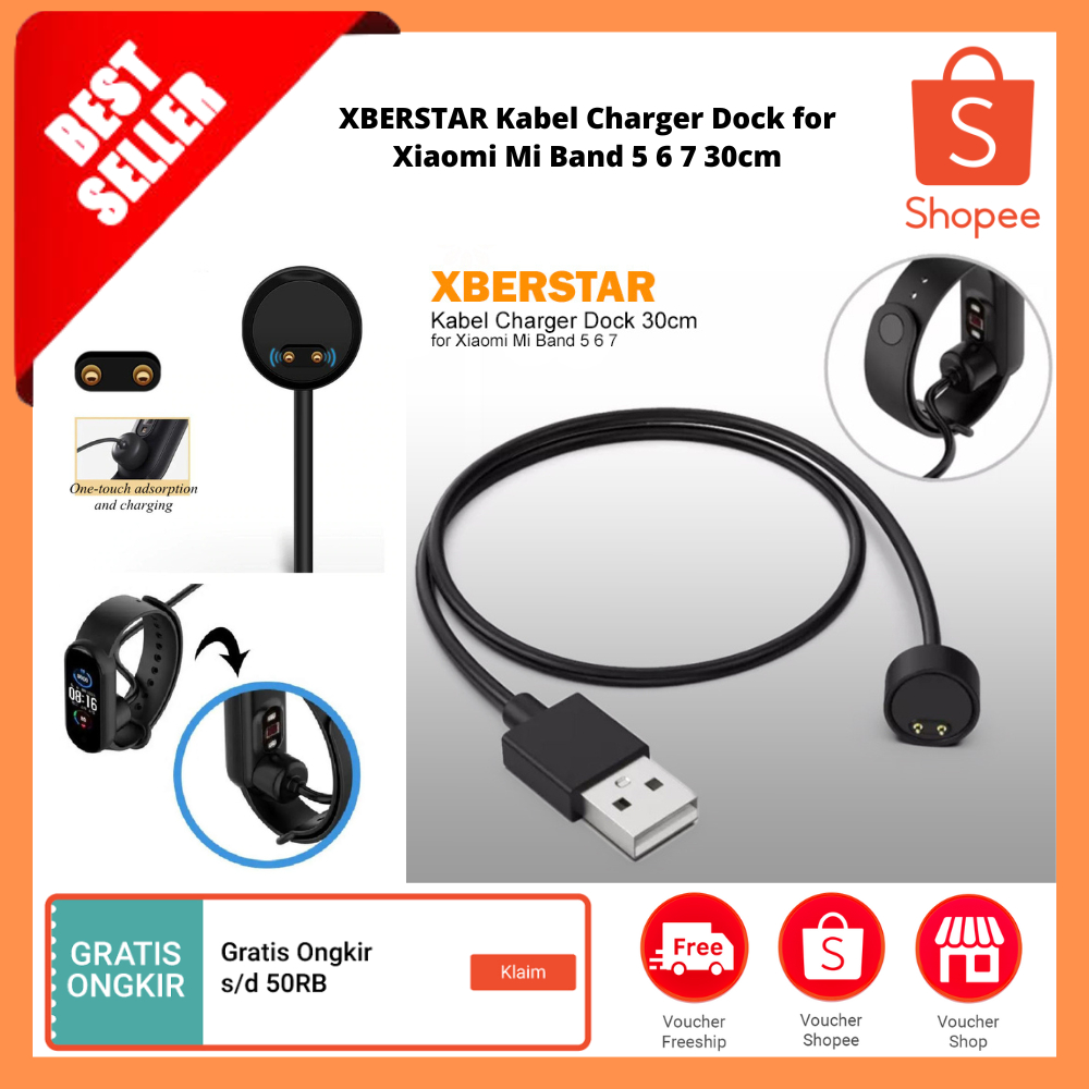 Kabel Charger Dock for Xiaomi Mi Band 5 6 7 30cm / Pengisian Daya Tali Jam Tangan Pintar Berkualitas