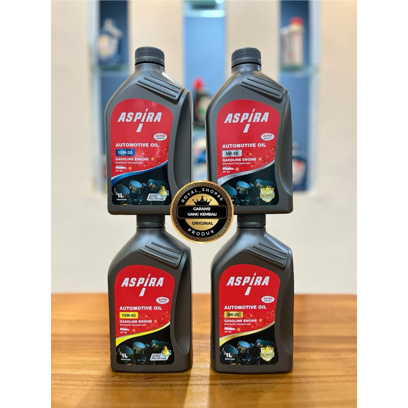 OLI MOBIL ASPIRA SAE 0W-20 / 5W-30 / 10W-30 / 10W-40 API SN 1LITER ( OLI ASPIRA BY SHELL ) ORIGINAL