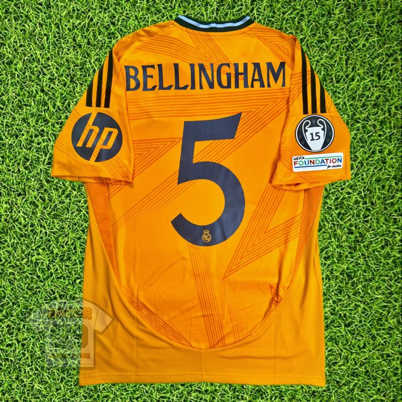 Real Madrid 2024-2025 Away Jersey Original - Size L - NNS Bellingham 5 Cup Font + HP Patch + UCL Bad