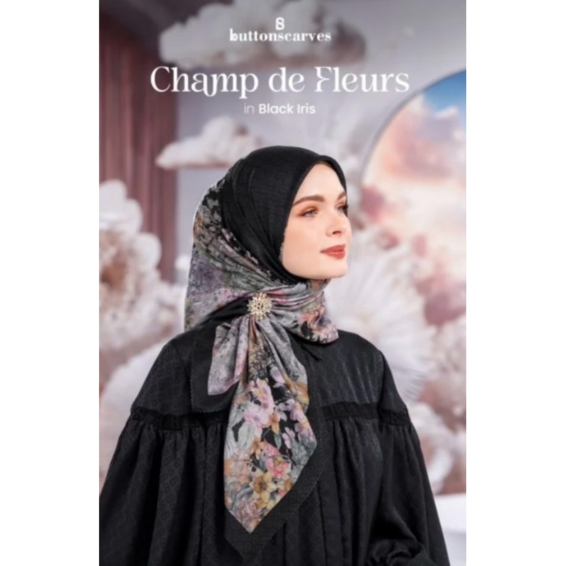Buttonscarves Champ de Fleur Black Iris New