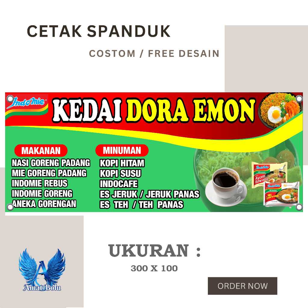 Spanduk Banner Warmindo Doraemon Custom Desain