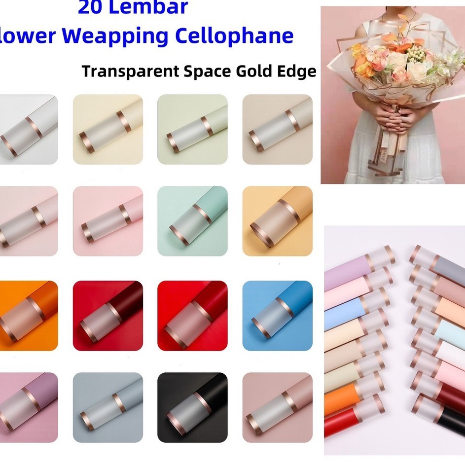 

Hadir Hebat FLOWER WRAPPING 2 LEMBAR TRANSPARENT GOLD FRAME CELLOPHANE WATERPROOF KERTAS BUKET BUNGA FLOWER WRAPPING