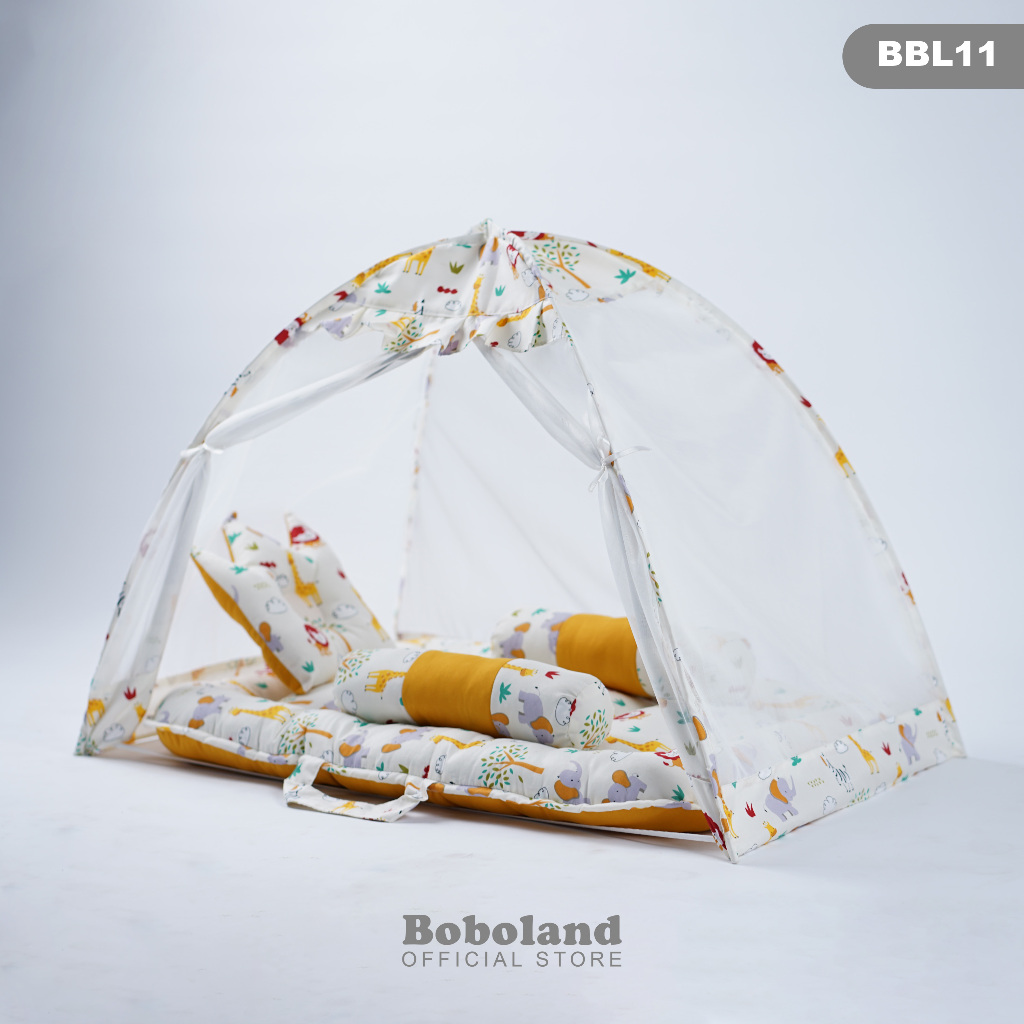 BOBOLAND Kasur Bayi Kelambu Premium Set Lengkap Bantal Guling Kelambu Bayi