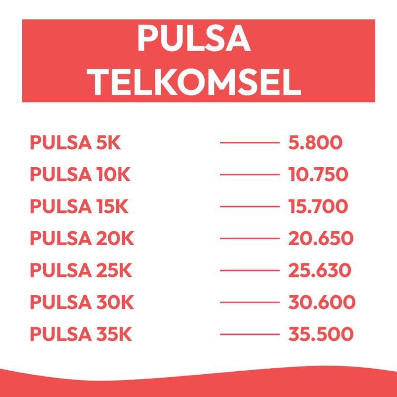 PULSA TELKOMSEL REGULER NOMINAL 5K - 35K PROMO PROSES MURAH
