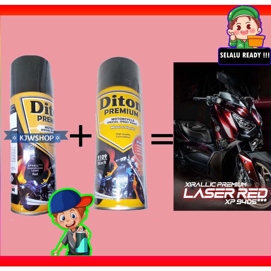 Super Kejutan  Paket Combo Hemat Bundling Diton Premium Xirallic XP945 Laser Red 4cc Cat Semprot Dit