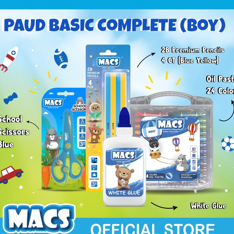 

New Stock MACS Paket PAUD Complete Crayon Pensil Paket Sekolah