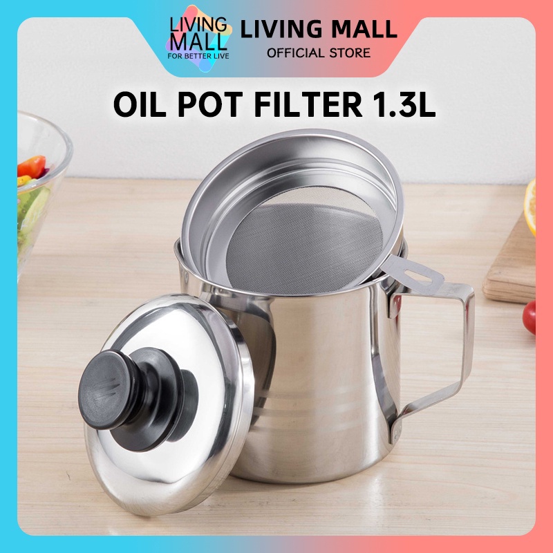 Teko Penyaring Minyak Stainless  Oil Pot Saringan Stainless  Tempat Saringan Minyak Goreng 13ML