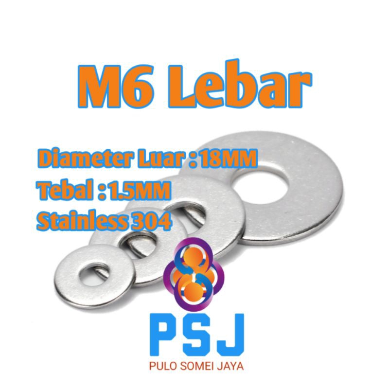 Ring Plat Lebar M6 x 1.5 x 18 Stainless 304 / Ring Plat Lebar Stainless 304