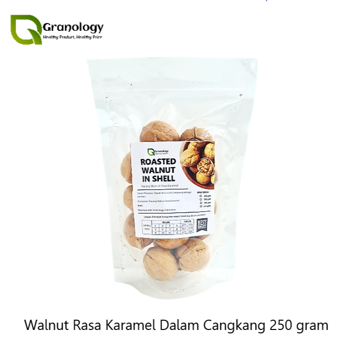 

Walnut Karamel Dalam Cangkang / Roasted Walnut Caramel Flavour (250 gram) by Granology