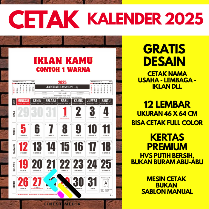 

CETAK KALENDER KERJA PAKAI NAMA USAHA UKURAN 46 X 64 CM - 12 LEMBAR