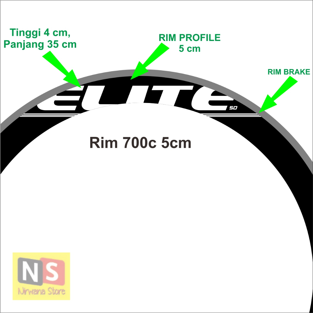 Stiker Rim Elite 700c - Sticker Sepeda untuk Rimprofile 5cm Rim Brake