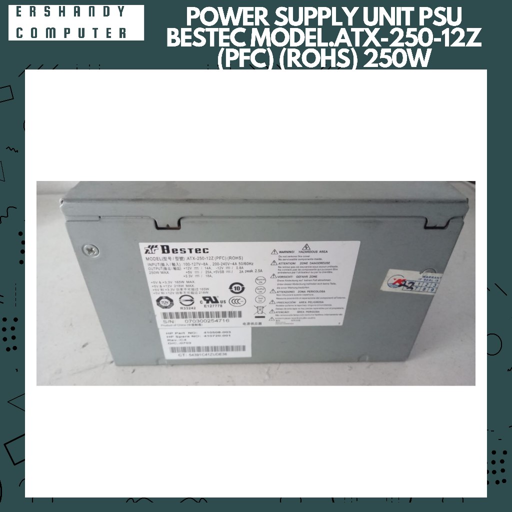 POWER SUPPLY UNIT PSU BESTEC MODEL.ATX-250-12Z (PFC) (ROHS) 250W - ercomp1