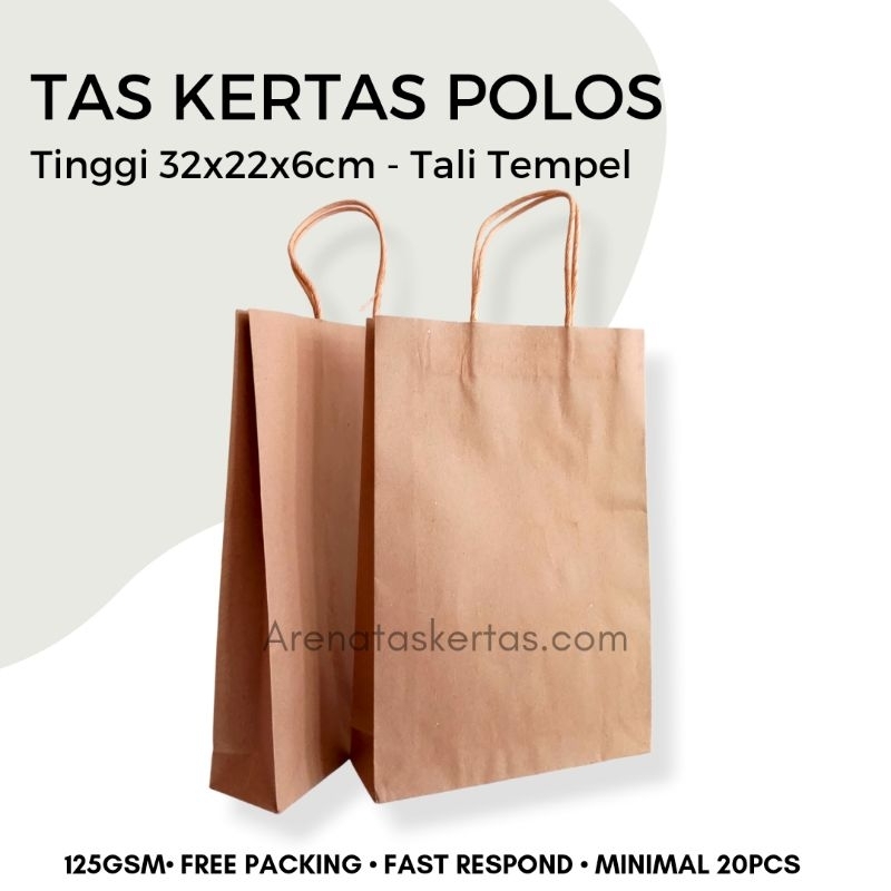 

Tas Kertas Esklusif (TxPxL) 32x22x6cm Paperbag Polos Coklat Buket Gift Paper Bag Souvenir Packaging Olshop