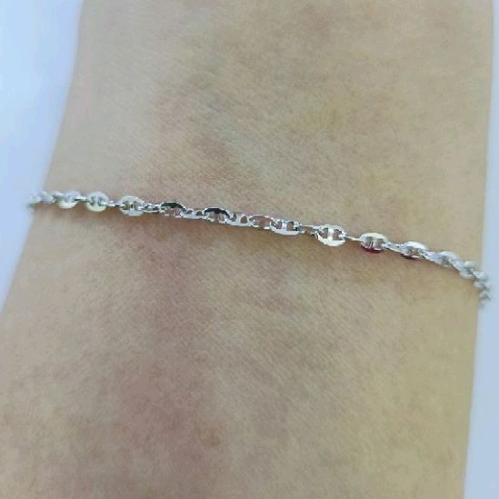 Gelang toscano tangan/kaki Dewasa Asli Perak silver 925 lapis emas putih gel010