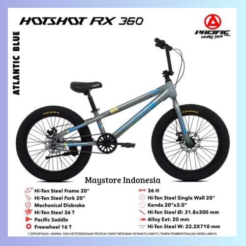 SEPEDA ANAK BMX PACIFIC HOTSHOT RX 360 20 INCH REM CAKRAM BAN JUMBO,SEPEDA READY SIAP KIRIM - BERGAR