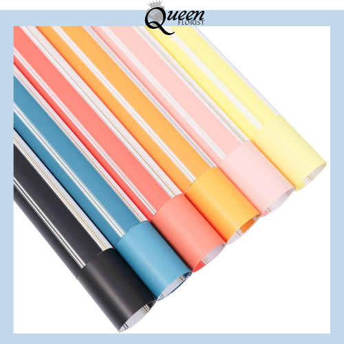 

20 LEMBAR Kertas Buket Bunga Cellophane Motif Garis Line Color Pattern Paper Flower Wrapping Paper 6107