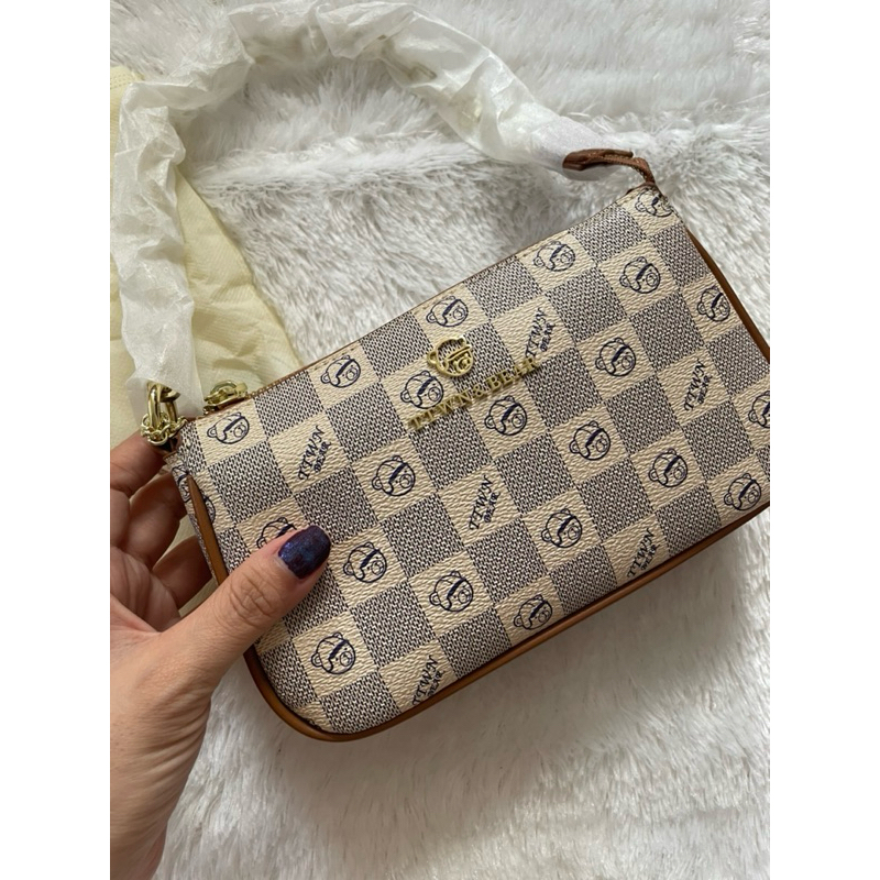 TTWNBear Preloved Tas Selempang Kulit Kanvas Wanita Original - TTWN Bear