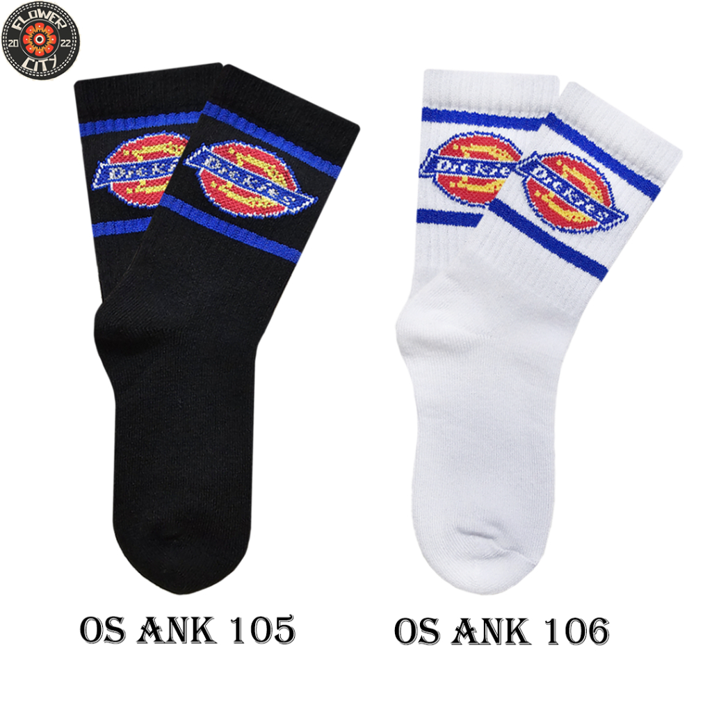 Kaos Kaki Anak - Kaos Kaki Oldschool Anak Motif Dickies Strip Hitam Putih (FC)
